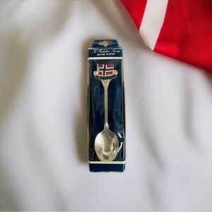 Vintage Silver Plated Teaspoon Norway Norge Flag Design Souvenir Teaspoon Gift